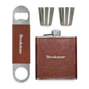 Brookstone Classic Flask Gift Set 4-Piece NEW NIB